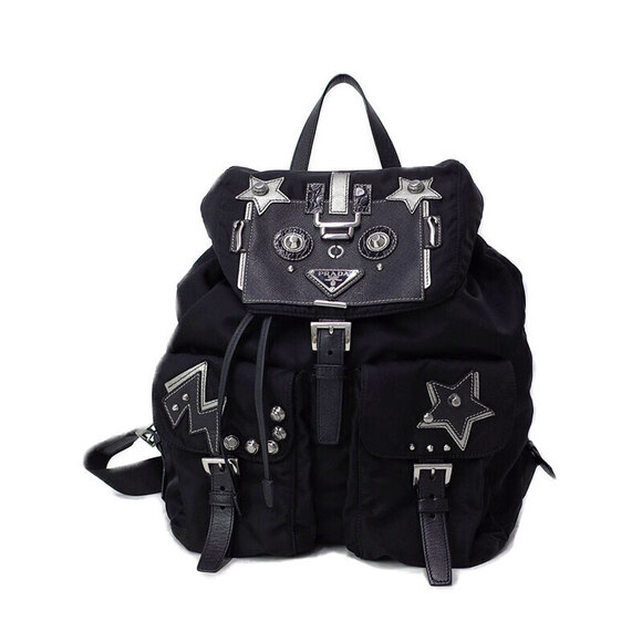 Prada Handbags - Prada Robot Double Front Pocket Backpack Robot Embellishments Black